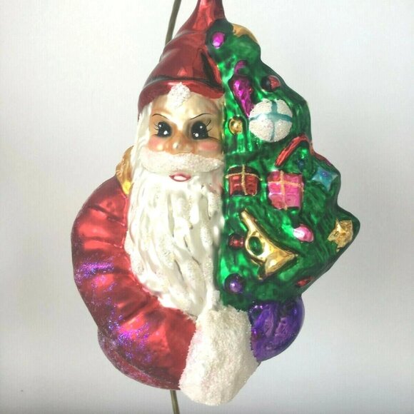 ✨ NEW Authentic Christopher Radko SANTA Claus Christmas TREE Huge Glass Ornament - Picture 4 of 6